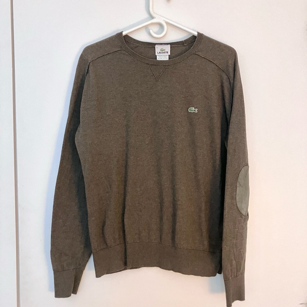 Lacoste Men's Cashmere Sweater with suede elbow patches